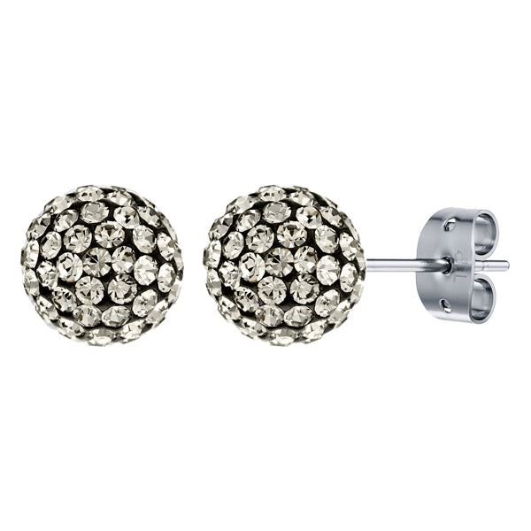 BONBON TITANIUM & ARGENT GREY CRYSTAL EARRINGS