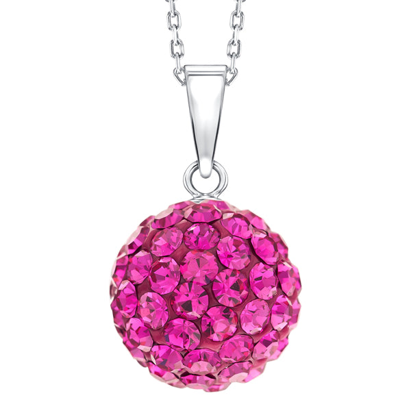 BONBON STERLING SILVER, CERISE PINK CRYSTAL PENDANT with CHAIN