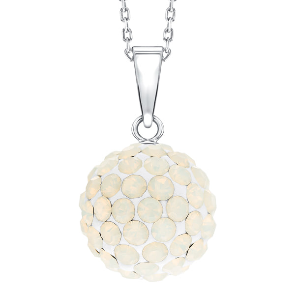 BONBON STERLING SILVER, IRIDESCENT WHITE CRYSTAL PENDANT with CHAIN