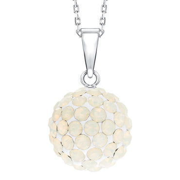 BONBON STERLING SILVER, IRIDESCENT WHITE CRYSTAL PENDANT with CHAIN