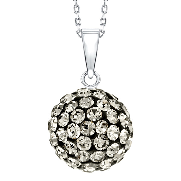 BONBON 10mm STERLING SILVER, ARGENT GREY CRYSTAL PENDANT with CHAIN