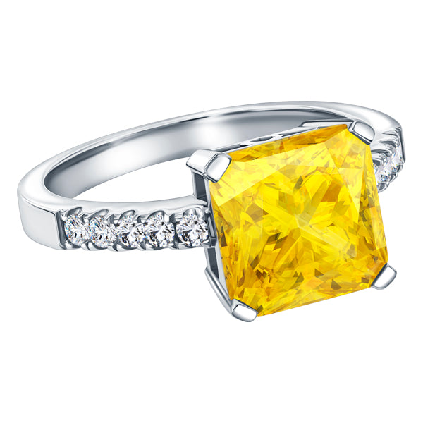 ROYALE STERLING SILVER & YELLOW & WHITE CRYSTAL RING