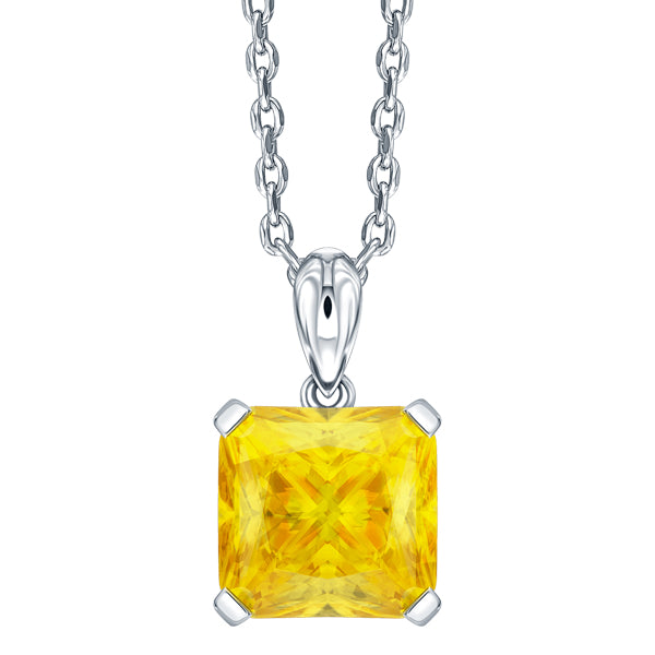 ROYALE STERLING SILVER & YELLOW CRYSTAL PENDANT with CHAIN