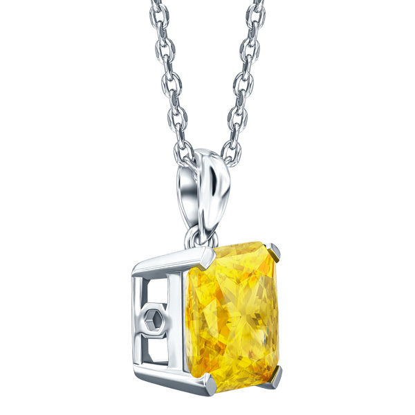 ROYALE STERLING SILVER & YELLOW CRYSTAL PENDANT with CHAIN