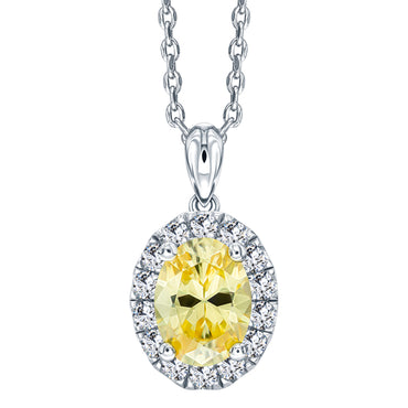ROYALE STERLING SILVER, YELLOW & WHITE CRYSTAL PENDANT with CHAIN
