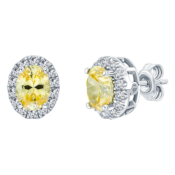 ROYALE STERLING SILVER, YELLOW & WHITE CRYSTAL EARRINGS