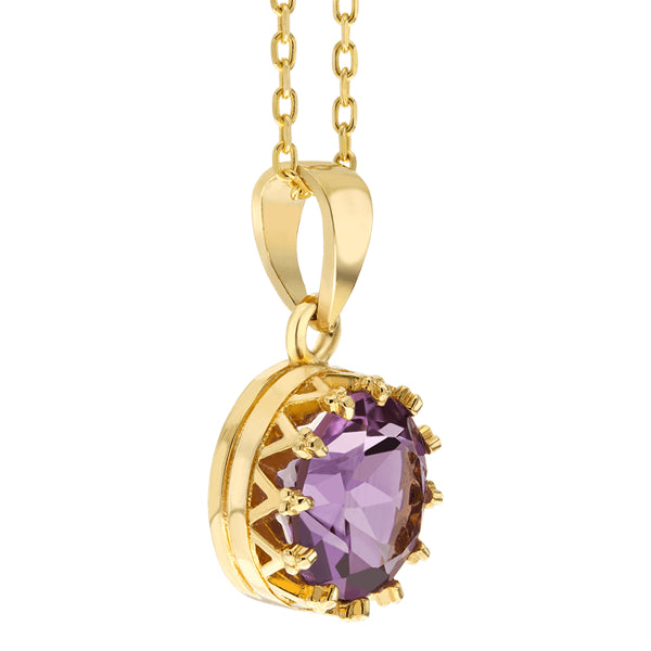 ROYALE STERLING SILVER & purple Crystal PENDANT WITH CHAIN