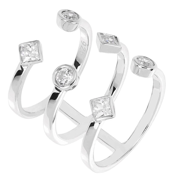 QUANTUM CUBUS STERLING SIILVER & WHITE CRYSTAL RING