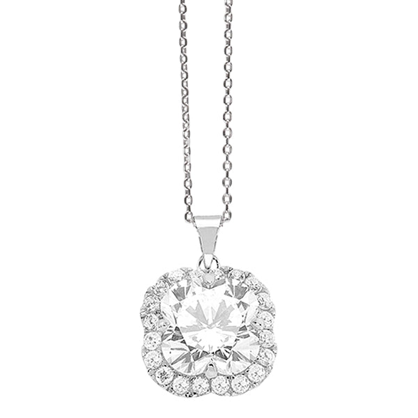 ROYALE STERLING SILVER & WHITE CRYSTAL PENDANT with CHAIN