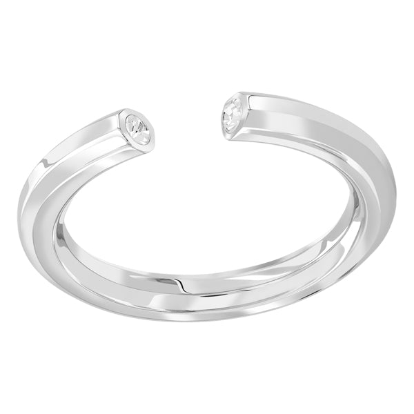 QUANTUM CUBUS STAINLESS STEEL & WHITE CRYSTAL RING