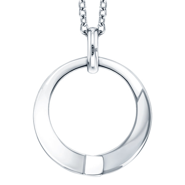 Quantum Cubus White Gold Plated Stainless Steel Pendant with Chain