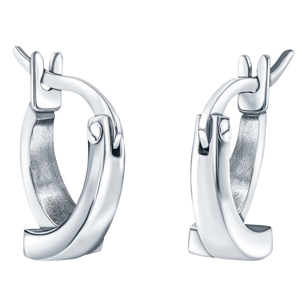 Quantum Cubus White Gold Plated Stainless Steel Earrings