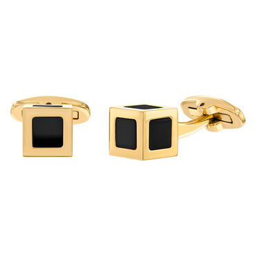 Quantum Cubus Yellow Gold Plated Stainless Steel Cuff Links