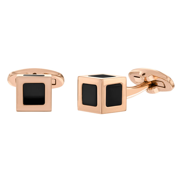 Quantum Cubus Rose Gold Plated Stainless Steel Cuff Links