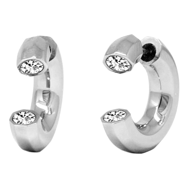 QUANTUM CUBUS WHITE CRYSTAL & STAINLESS STEEL EARRINGS