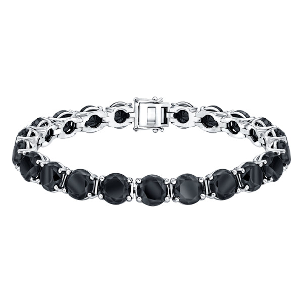 49.86ct Round Brilliant Black Diamond Tennis Bracelet in 18ct White Gold