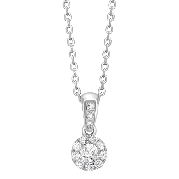 Mini cluster pendant with H-SI round brilliant diamonds set in 18k white gold