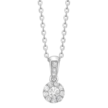 Mini cluster pendant with H-SI round brilliant diamonds set in 18k white gold