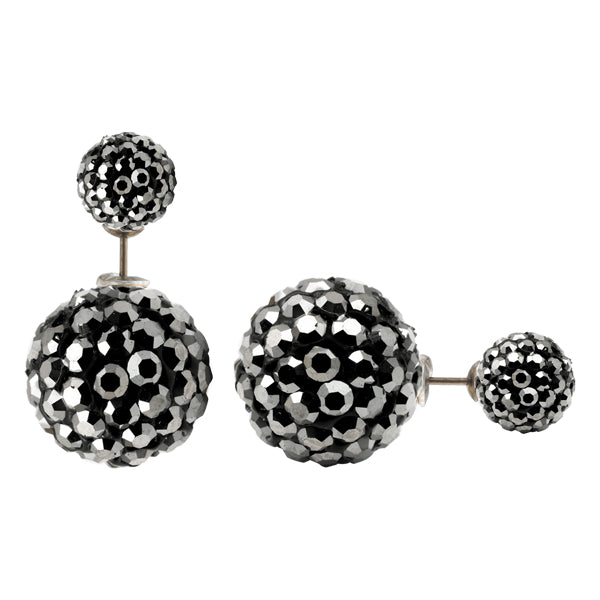 BONBON TITANIUM & GREY CRYSTAL EARRINGS