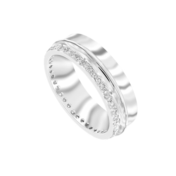 Round Brilliant Pave Set Diamond Wedding Band in 18ct White Gold