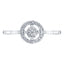 Mini cluster diamond ring with circular halo in 18k white gold