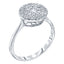 18k white gold button shape ring pave set with round brilliant diamonds