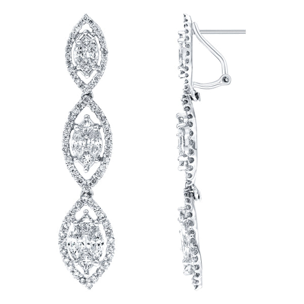 3.50CT H SI DIAMOND DROP EARRINGS IN 18K WHITE GOLD