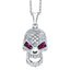 18k White gold skull Pave set with round H-SI brilliant diamonds and ruby eyes