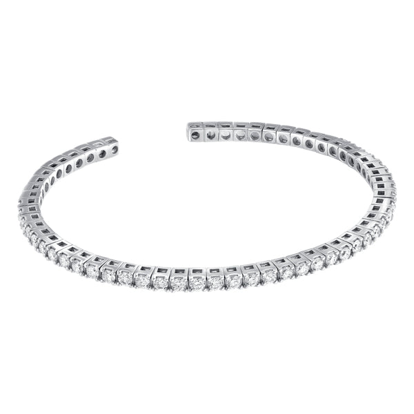 Flexible spring bangle in 18ct white gold set with round H-SI diamonds