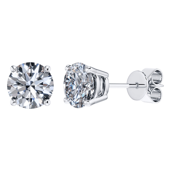 Claw Set Round Brilliant Solitaire Diamond Studs in 18ct White Gold