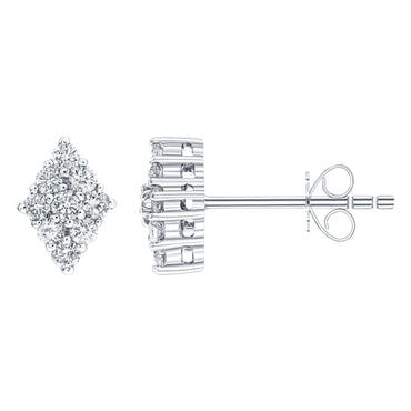 0.50ct Round Brilliant Diamond Rhombus Shaped Cluster Earrings in 18ct White Gold