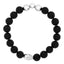 VEGA WHITE GOLD PLATED STERLING SILVER & BLACK AGATE BRACELET