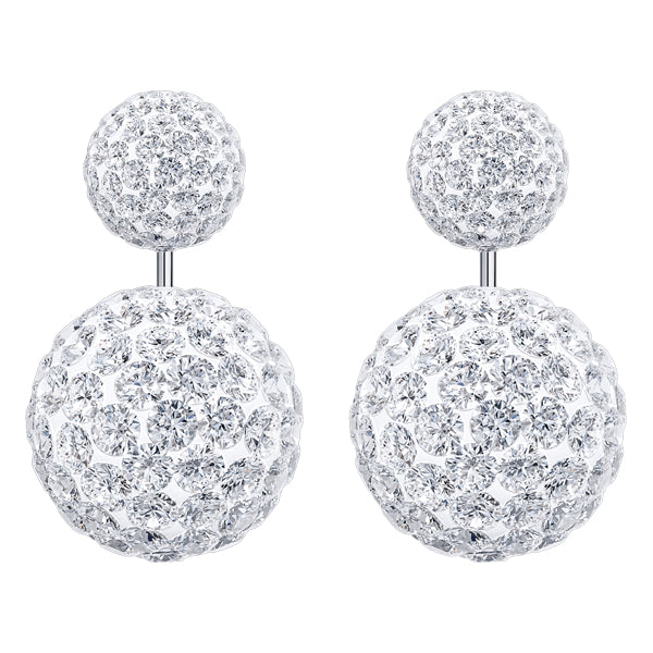 BONBON STERLING SILVER & WHITE CRYSTAL EARRINGS