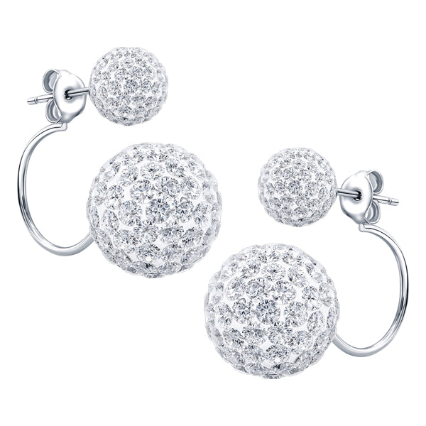 BONBON STERLING SILVER & WHITE CRYSTAL EARRINGS