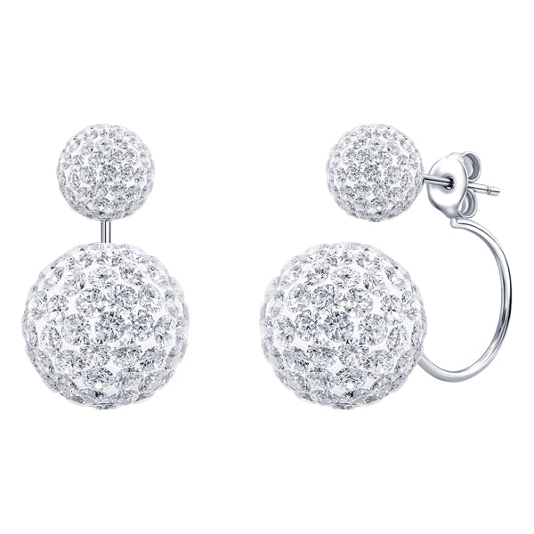 BONBON STERLING SILVER & WHITE CRYSTAL EARRINGS