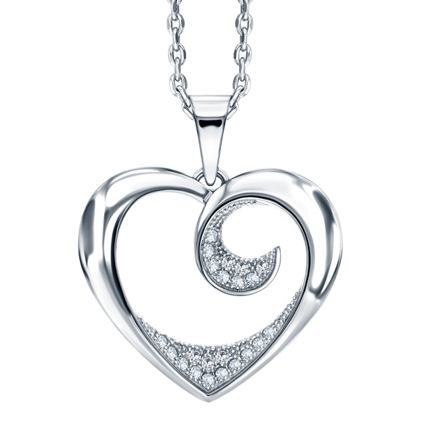 ALLURE HEART STERLING SILVER & WHITE CRYSTAL PENDANT with CHAIN