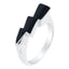 Quantum Cubus Black Enamel & White Gold Plated Sterling Silver Ring