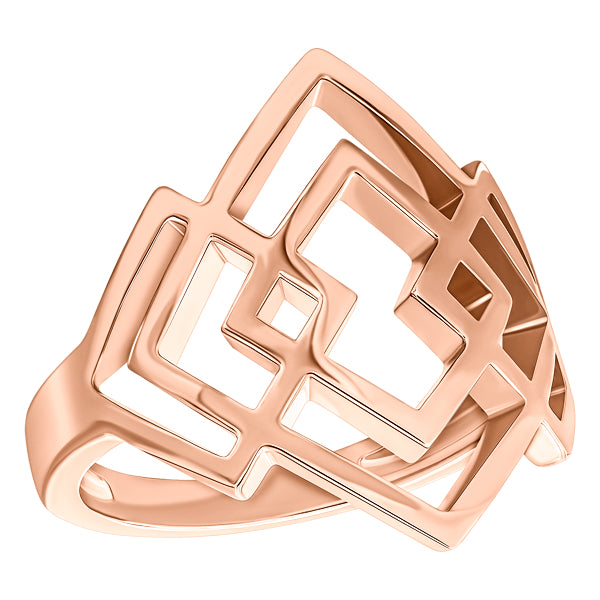 Quantum Cubus Rose Gold Plated Sterling Silver Ring