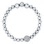 BONBON WHITE PLATED STAINLESS STEEL & PAVE SET WHITE CRYSTAL BRACELET