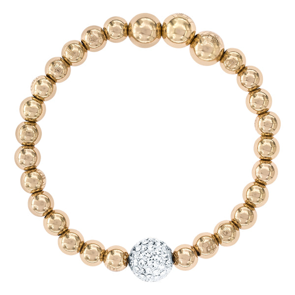 BONBON YELLOW PLATED STAINLESS STEEL & WHITE CRYSTAL BRACELET