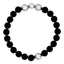 VEGA WHITE GOLD PLATED STAINLESS STEEL & BLACK AGATE BRACELET