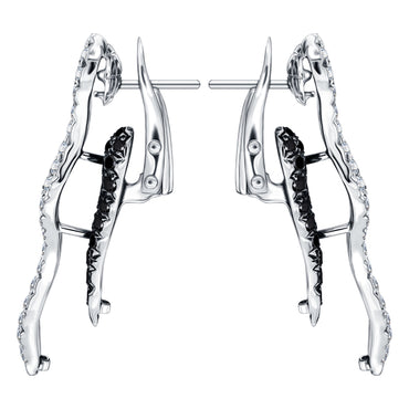 3.29ct White & Black Diamond Drop Earrings in 18ct White Gold