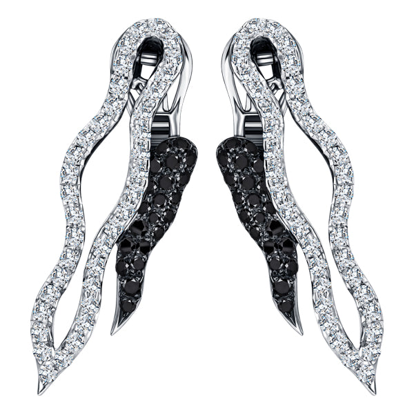 3.29ct White & Black Diamond Drop Earrings in 18ct White Gold