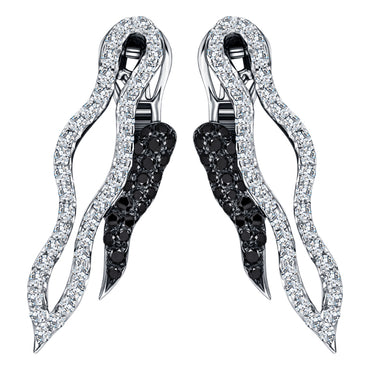 3.29ct White & Black Diamond Drop Earrings in 18ct White Gold