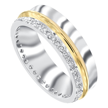 Round Brilliant Pave Set Diamond Wedding Band in 18ct White & Yellow Gold
