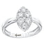 Marquise shape ring set with 1.00ct round brilliant cut H-SI diamonds in 18k white gold