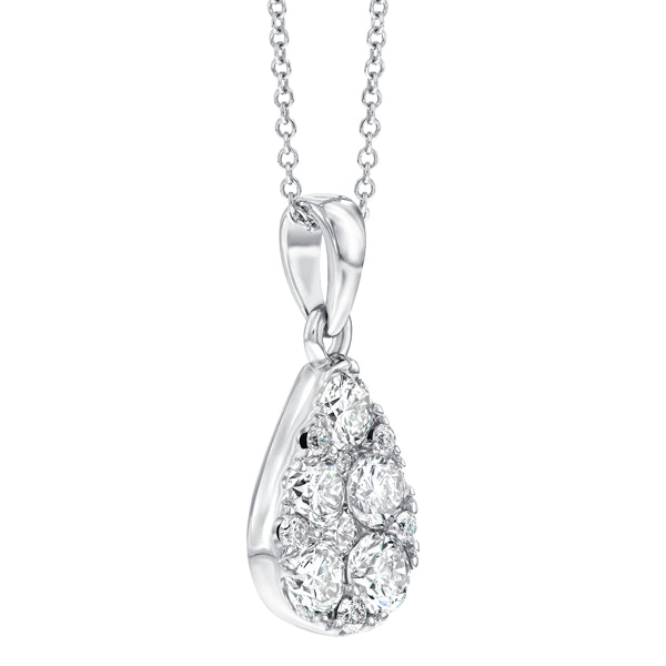 Pear shape pendant set with 1.00ct round brilliant cut H-SI diamonds in 18k white gold