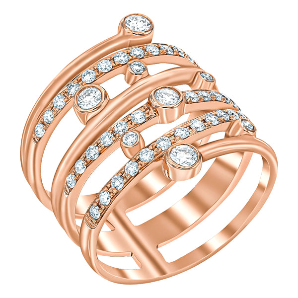 0.80ct H-SI Round Brilliant Diamond Fancy Dress Ring set in 18ct Rose Gold