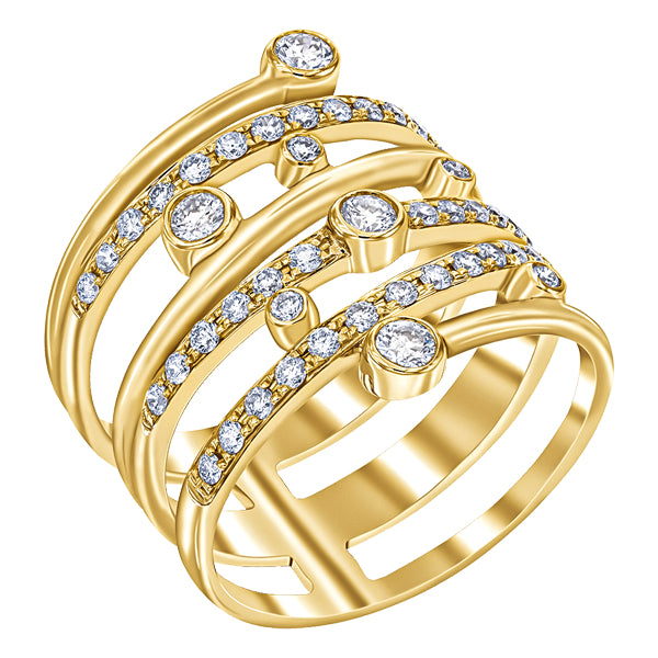 0.80ct H-SI Round Brilliant Diamond Fancy Dress Ring set in 18ct YEllow Gold