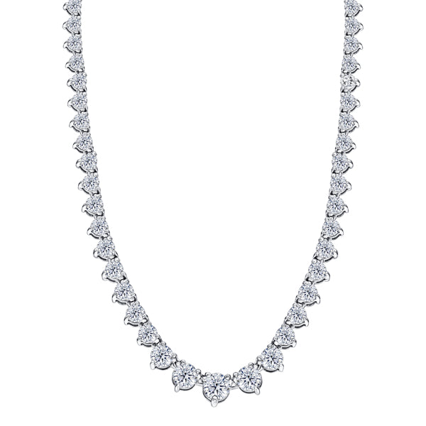 Three claw graduated round H-SI diamond necklace in 18k white gold